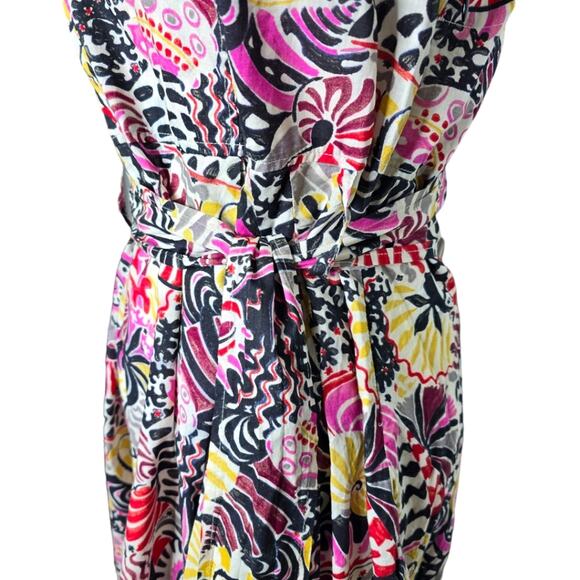 Irene Van Ryb Sea Shell Coral Print Cotton Midi Dress Size French Size 40/US 8 - Picture 7 of 11